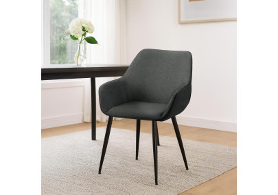 Ensemble de 2 chaises de salle à manger Vessa, tissu gris foncé