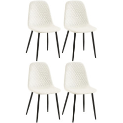 Ensemble de 4 chaises Giverny en velours blanc crème