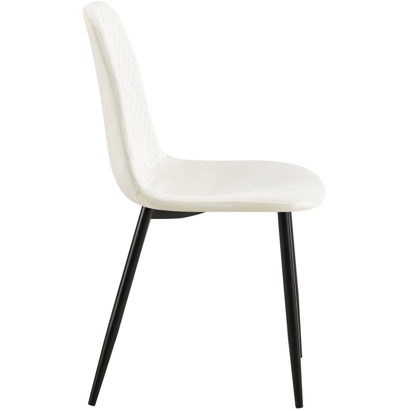 Ensemble de 4 chaises Giverny en velours blanc crème
