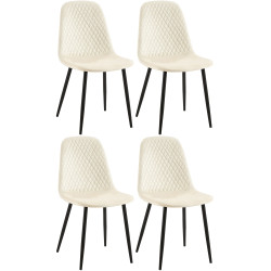 Ensemble de 4 chaises Giverny en velours crème