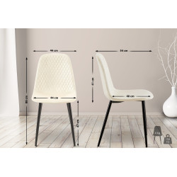Ensemble de 4 chaises Giverny en velours crème