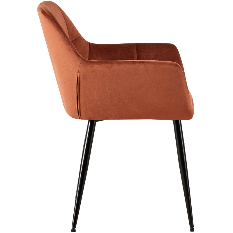 Ensemble de 2 chaises de salle à manger Emia en velours marron