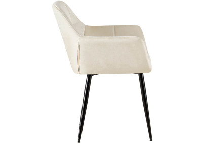 Ensemble de 2 chaises de salle à manger Emia en velours crème