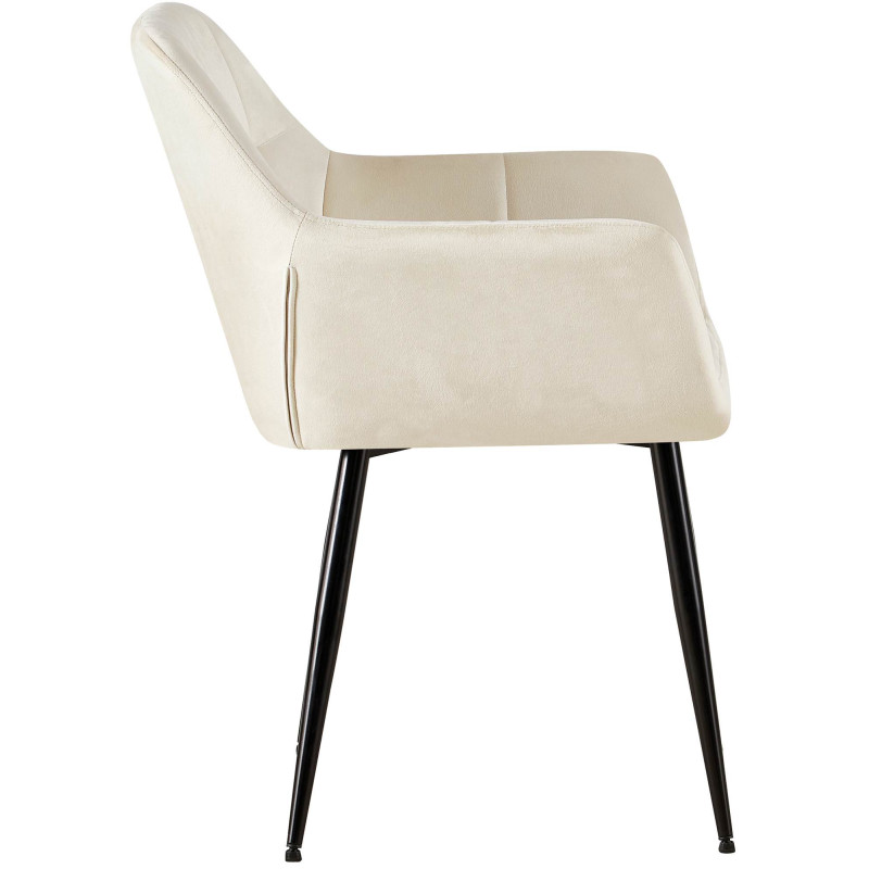Ensemble de 2 chaises de salle à manger Emia en velours crème