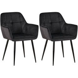 Ensemble de 2 chaises de salle à manger Emia en velours noir