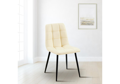 Chaise de salle à manger Antibes en similicuir crème