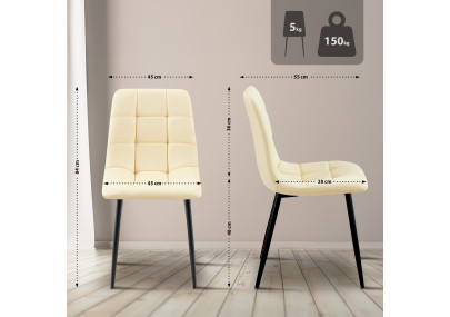 Chaise de salle à manger Antibes en similicuir crème