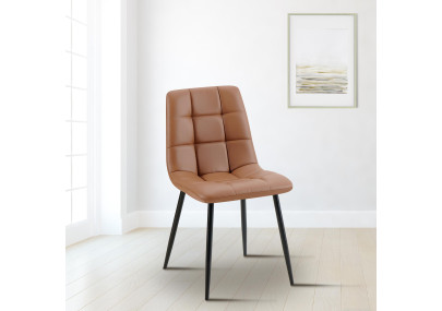 Chaise de salle à manger Antibes en similicuir marron foncé