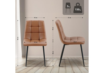Chaise de salle à manger Antibes en similicuir marron foncé