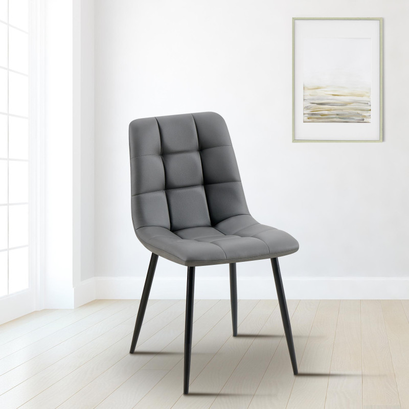 Chaise de salle à manger Antibes en similicuir gris foncé