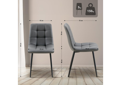 Chaise de salle à manger Antibes en similicuir gris foncé