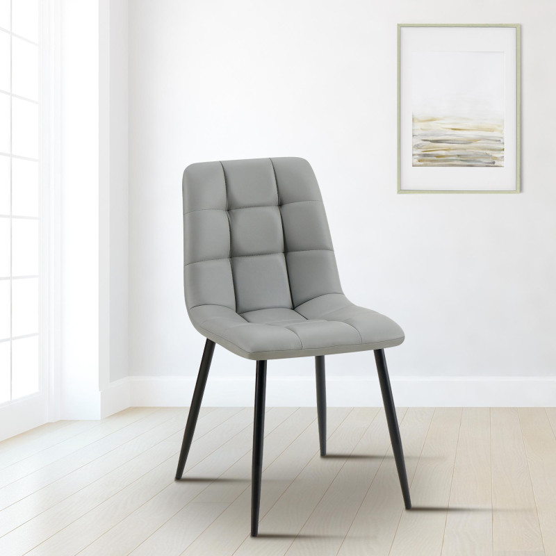 Chaise de salle à manger Antibes en similicuir gris clair