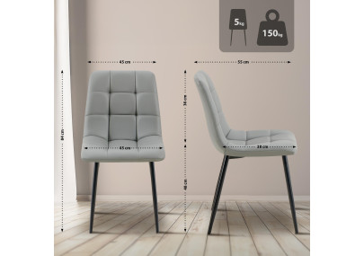 Chaise de salle à manger Antibes en similicuir gris clair