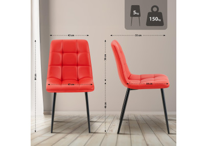 Chaise de salle à manger Antibes en similicuir rouge