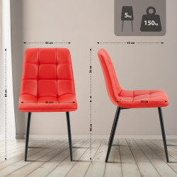 Chaise de salle à manger Antibes en similicuir rouge