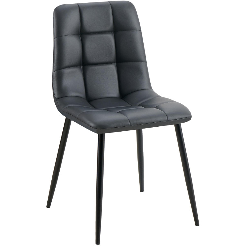 Chaise de salle à manger Antibes en similicuir noir