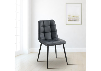 Chaise de salle à manger Antibes en similicuir noir