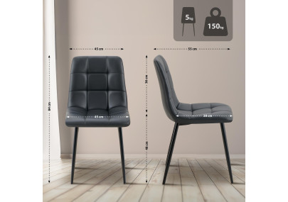 Chaise de salle à manger Antibes en similicuir noir
