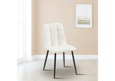 Chaise de salle à manger Antibes en similicuir blanc