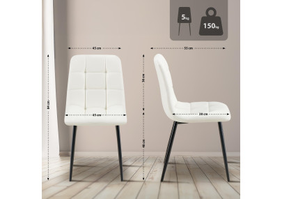 Chaise de salle à manger Antibes en similicuir blanc