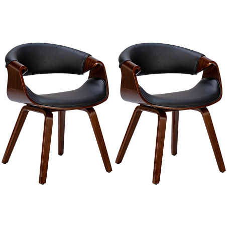 Ensemble de 2 chaises de salle à manger Foley, similicuir, noyer/noir