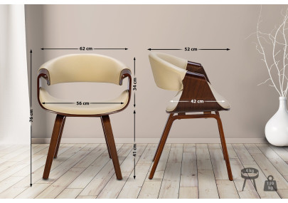 Ensemble de 2 chaises de salle à manger Foley, similicuir, noyer/crème