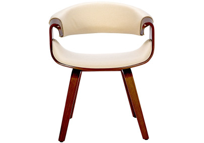 Ensemble de 2 chaises de salle à manger Foley, tissu noyer/crème
