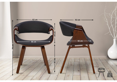 Ensemble de 2 chaises de salle à manger Foley, tissu noyer/noir