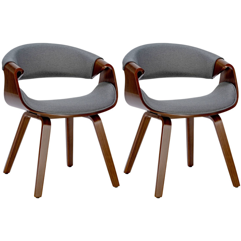 Ensemble de 2 chaises de salle à manger Foley, tissu noyer/gris