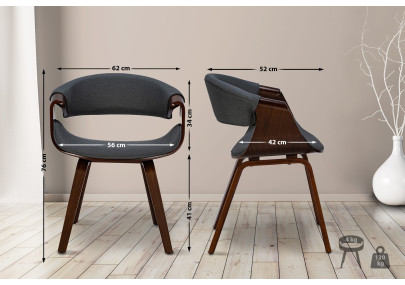 Ensemble de 2 chaises de salle à manger Foley, tissu noyer/gris