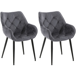 Ensemble de 2 chaises Tanna en velours gris foncé