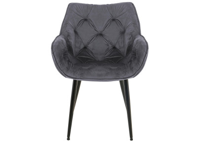 Ensemble de 2 chaises Tanna en velours gris foncé