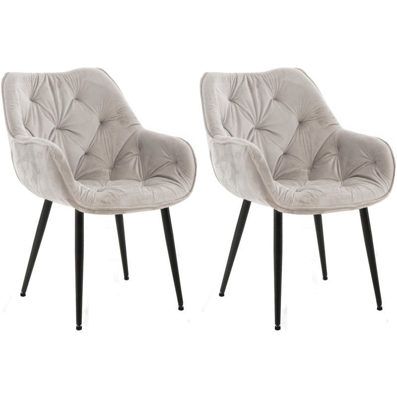 Ensemble de 2 fauteuils Tanna en velours gris
