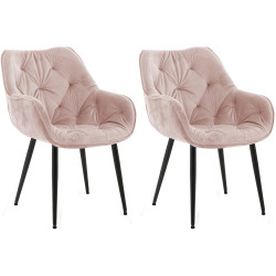 Ensemble de 2 chaises Tanna en velours rose