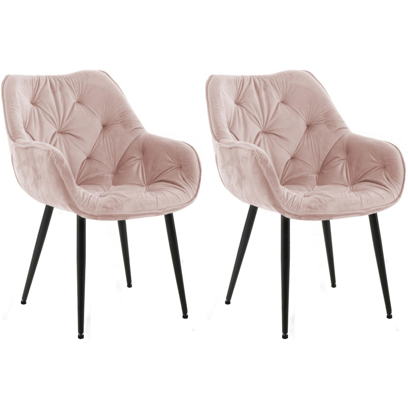 Ensemble de 2 chaises Tanna en velours rose