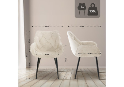 Ensemble de 2 fauteuils Tanna en velours crème