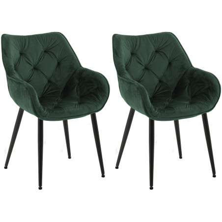 Ensemble de 2 chaises Tanna en velours vert