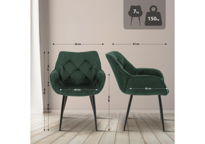 Ensemble de 2 chaises Tanna en velours vert