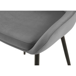 Chaise de salle à manger Elmira en velours, noir et gris foncé