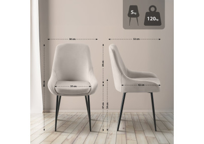 Chaise de salle à manger Elmira en velours noir et gris