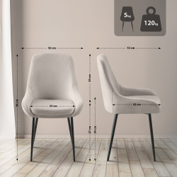 Chaise de salle à manger Elmira en velours noir et gris