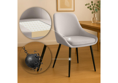 Chaise de salle à manger Elmira en velours noir et gris