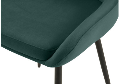 Chaise de salle à manger Elmira, velours, noir/vert