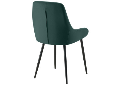 Chaise de salle à manger Elmira, velours, noir/vert