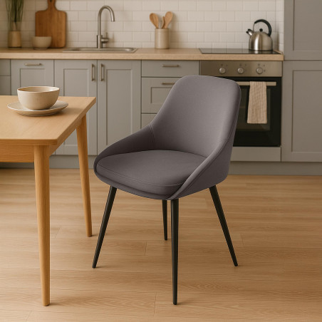 Chaise de salle à manger Elmira en velours noir et anthracite