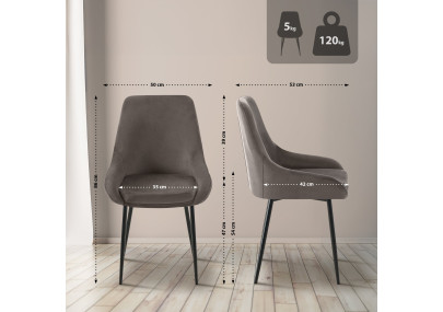 Chaise de salle à manger Elmira en velours noir et anthracite