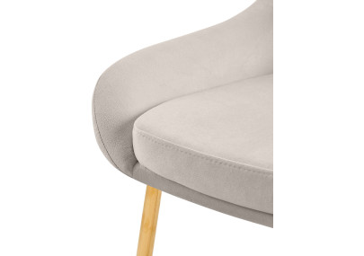 Chaise de salle à manger Elmira en velours, or et gris