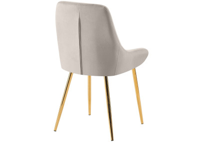 Chaise de salle à manger Elmira en velours, or et gris