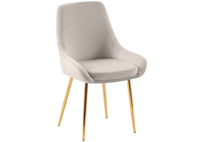 Chaise de salle à manger Elmira en velours, or et gris