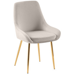 Chaise de salle à manger Elmira en velours, or et gris